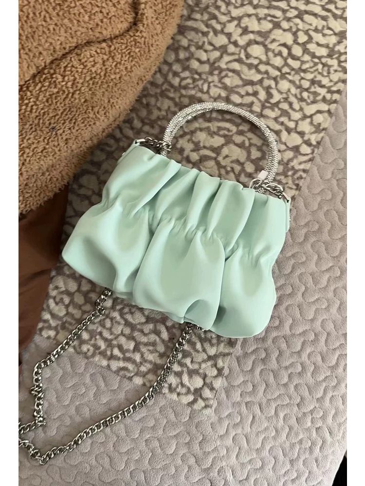 Women's Elegant Pleated Rhinestone Handheld Shoulder Bag, 2023 Summer Cloud Chain Crossbody Trend Women's Elegant Pleated Rhinestone Handheld Shoulder Bag, 2023 Summer Cloud Chain Crossbody Trend