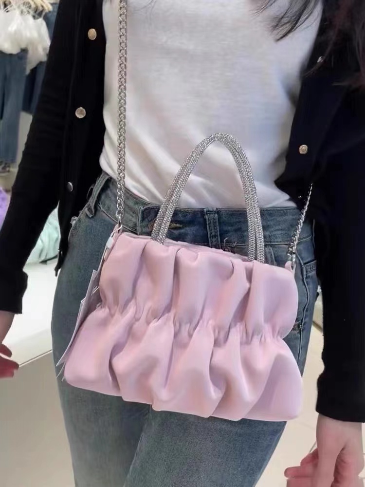 Women's Elegant Pleated Rhinestone Handheld Shoulder Bag, 2023 Summer Cloud Chain Crossbody Trend Women's Elegant Pleated Rhinestone Handheld Shoulder Bag, 2023 Summer Cloud Chain Crossbody Trend