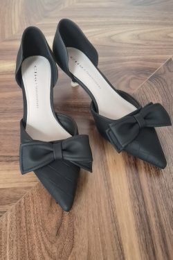 Women's Elegant Pointed Toe Bow Mid-Heel Shoes - Spring 2025 Versatile Hollow Slim Fit Commuting Style