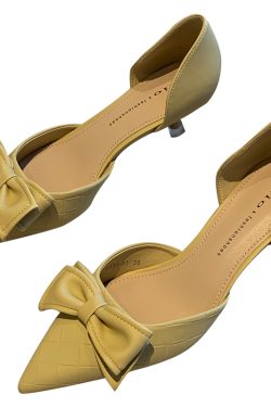 Women's Elegant Pointed Toe Bow Mid-Heel Shoes - Spring 2025 Versatile Hollow Slim Fit Commuting Style