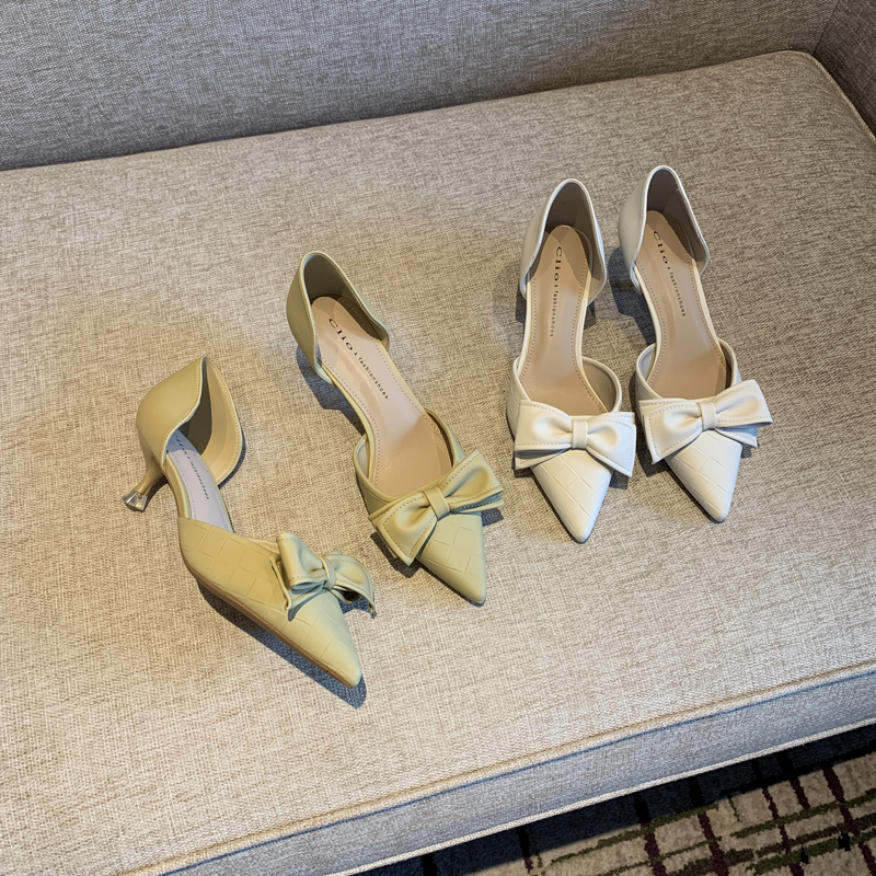 Women's Elegant Pointed Toe Bow Mid-Heel Shoes - Spring 2025 Versatile Hollow Slim Fit Commuting Style Women's Elegant Pointed Toe Bow Mid-Heel Shoes - Spring 2025 Versatile Hollow Slim Fit Commuting Style