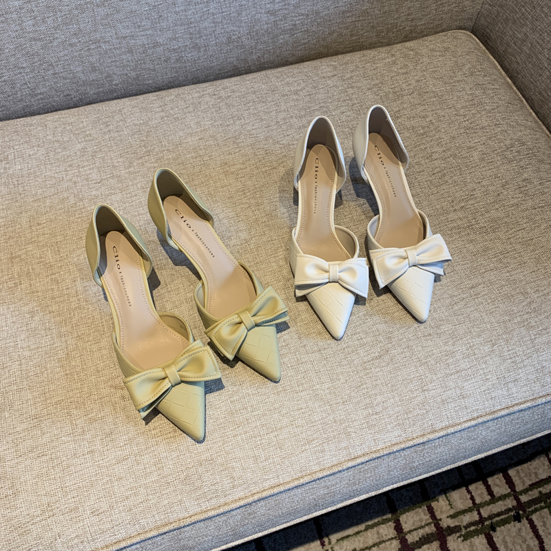 Women's Elegant Pointed Toe Bow Mid-Heel Shoes - Spring 2025 Versatile Hollow Slim Fit Commuting Style Women's Elegant Pointed Toe Bow Mid-Heel Shoes - Spring 2025 Versatile Hollow Slim Fit Commuting Style