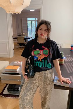 Women's Floral Print T-Shirt, Short Sleeve, Loose Fit, Plus Size, Trendy Spring/Summer 2025 Casual Top