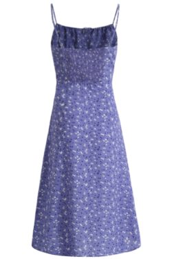 Women's Floral Spaghetti Strap Dress - French Style Long Purple Summer Dress for Vacation 2025 Temperament