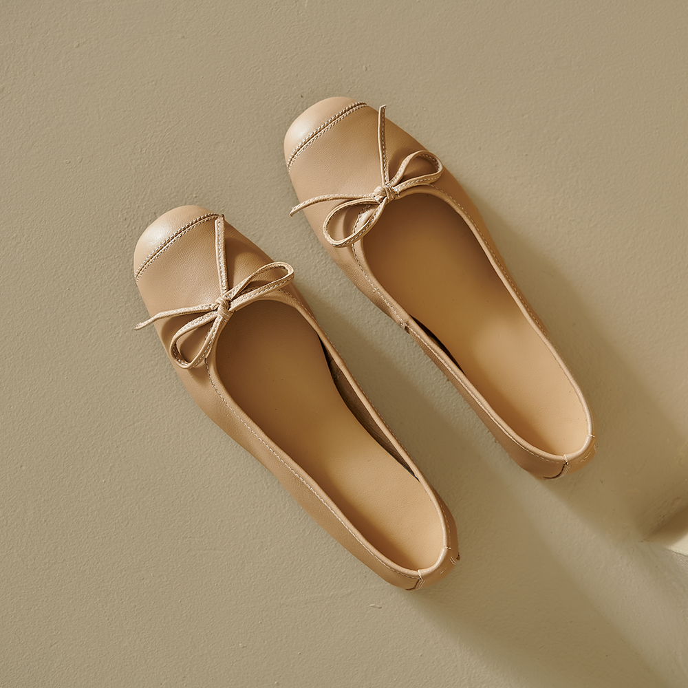 Women's French Lambskin Bow Flat Shoes - Round Toe Ballet Style, Soft Comfort, Chic Grandma Shoes, Perfect for Everyday Wear Women's French Lambskin Bow Flat Shoes - Round Toe Ballet Style, Soft Comfort, Chic Grandma Shoes, Perfect for Everyday Wear