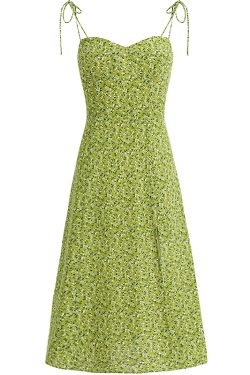 Women's French Style Green Summer Dress 2025 - High-End, Waist-Cinching, Slimming Design for Vacation and Everyday Wear