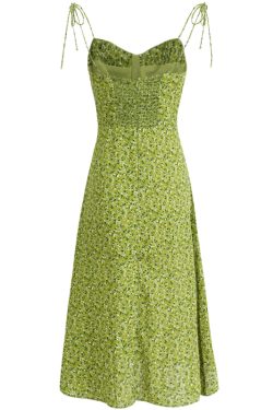 Women's French Style Green Summer Dress 2025 - High-End, Waist-Cinching, Slimming Design for Vacation and Everyday Wear