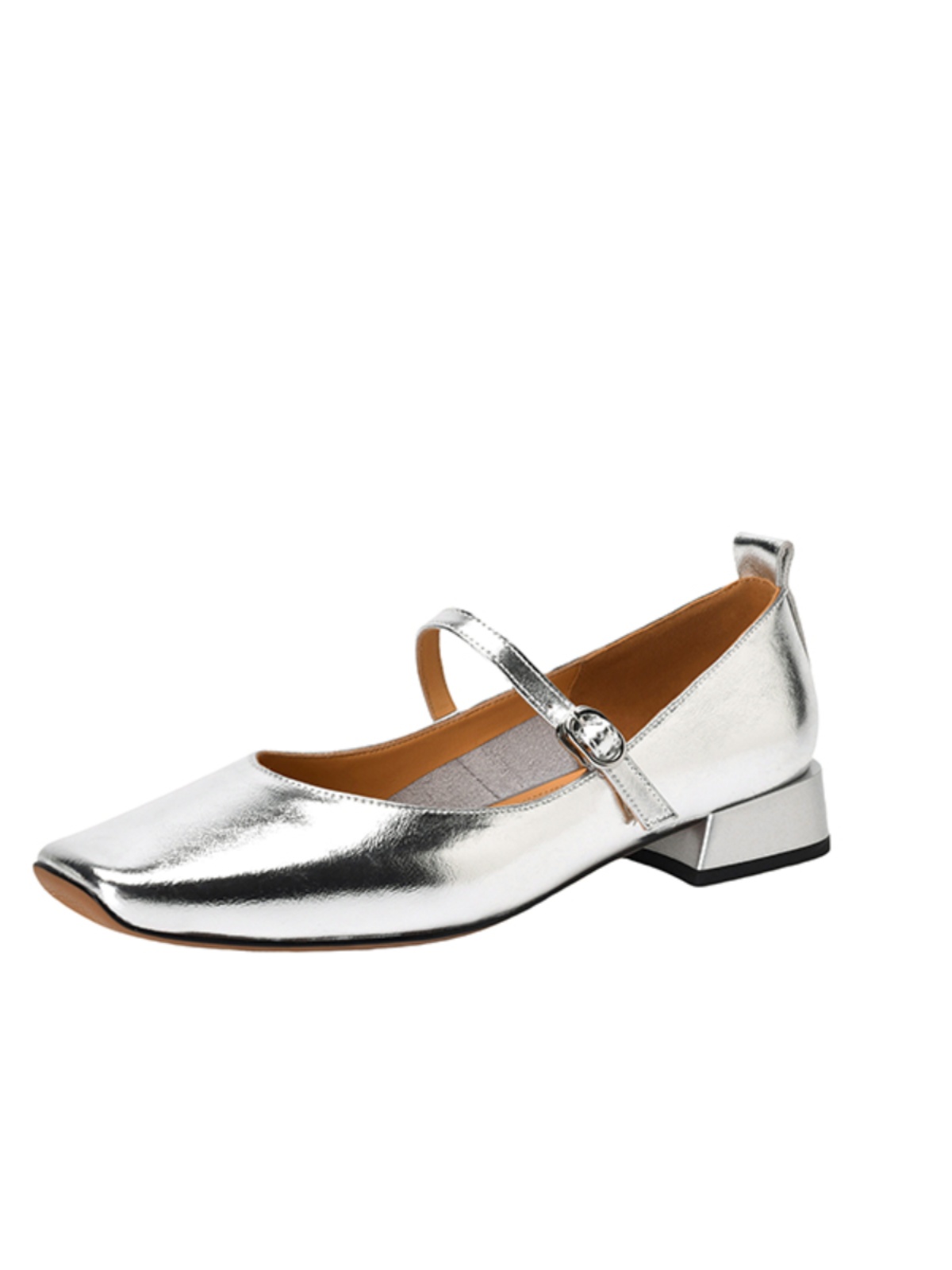 Women's Genuine Leather Low Heel Chunky Mary Jane Shoes - Silver Square Toe - Large Size - Summer 2025 Fashion Women's Genuine Leather Low Heel Chunky Mary Jane Shoes - Silver Square Toe - Large Size - Summer 2025 Fashion