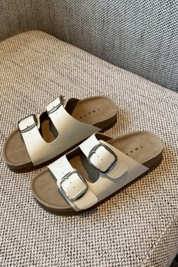 Women's Genuine Leather One-Strap Thick-Soled Outdoor Slides Sandals – Summer 2025 Soft Sole Footwear for Comfort and Style