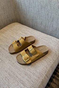 Women's Genuine Leather One-Strap Thick-Soled Outdoor Slides Sandals – Summer 2025 Soft Sole Footwear for Comfort and Style