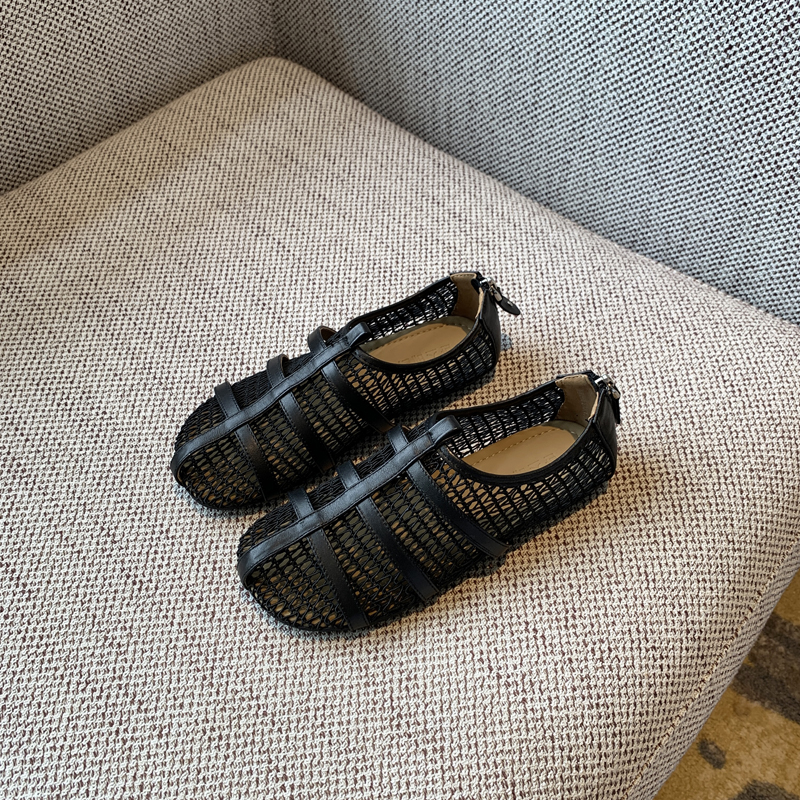 Women's Genuine Leather Roman Sandals 2025 Summer Hollow Mesh Back Zipper Flat Shoes, Boho Chic Style, Comfortable Footwear Women's Genuine Leather Roman Sandals 2025 Summer Hollow Mesh Back Zipper Flat Shoes, Boho Chic Style, Comfortable Footwear