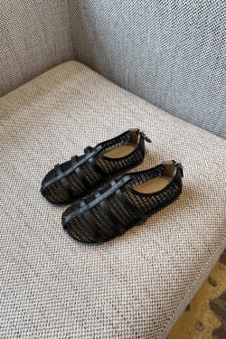 Women's Genuine Leather Roman Sandals 2025 Summer Hollow Mesh Back Zipper Flat Shoes, Boho Chic Style, Comfortable Footwear