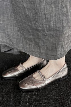 Women's Genuine Leather Round Toe Flat Ballet Shoes - Versatile Comfortable Mary Jane Slip-Ons in Giant Soft Style