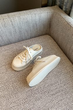 Women's Genuine Leather Thick-Soled Platform Slip-On Backless Outdoor Slippers - White 2025 Style