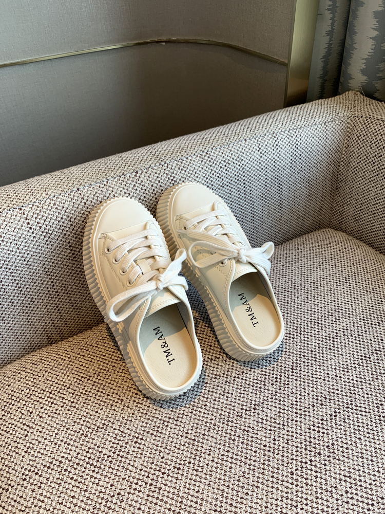 Women's Genuine Leather Thick-Soled Platform Slip-On Backless Outdoor Slippers - White 2025 Style Women's Genuine Leather Thick-Soled Platform Slip-On Backless Outdoor Slippers - White 2025 Style