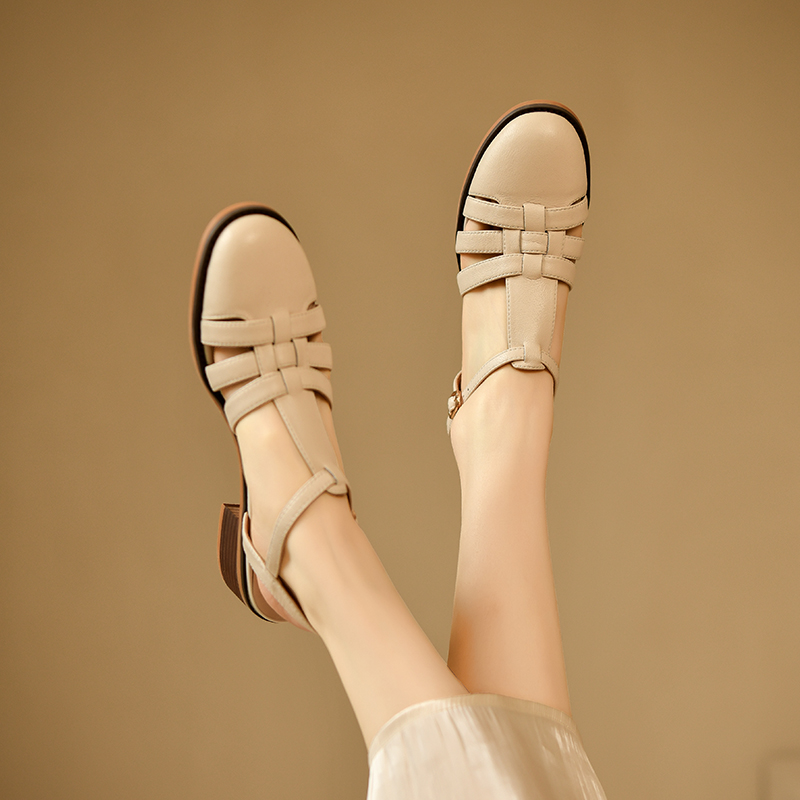 Women's Genuine Leather White Mid-Heel Open-Toe Sandals - Roman Woven Design, Summer Fashion Footwear Women's Genuine Leather White Mid-Heel Open-Toe Sandals - Roman Woven Design, Summer Fashion Footwear