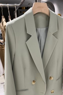 Women's Green Casual Suit Jacket - Trendy Spring Autumn Style for Petite Sizes, Chic Fashion Must-Have