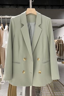 Women's Green Casual Suit Jacket - Trendy Spring Autumn Style for Petite Sizes, Chic Fashion Must-Have
