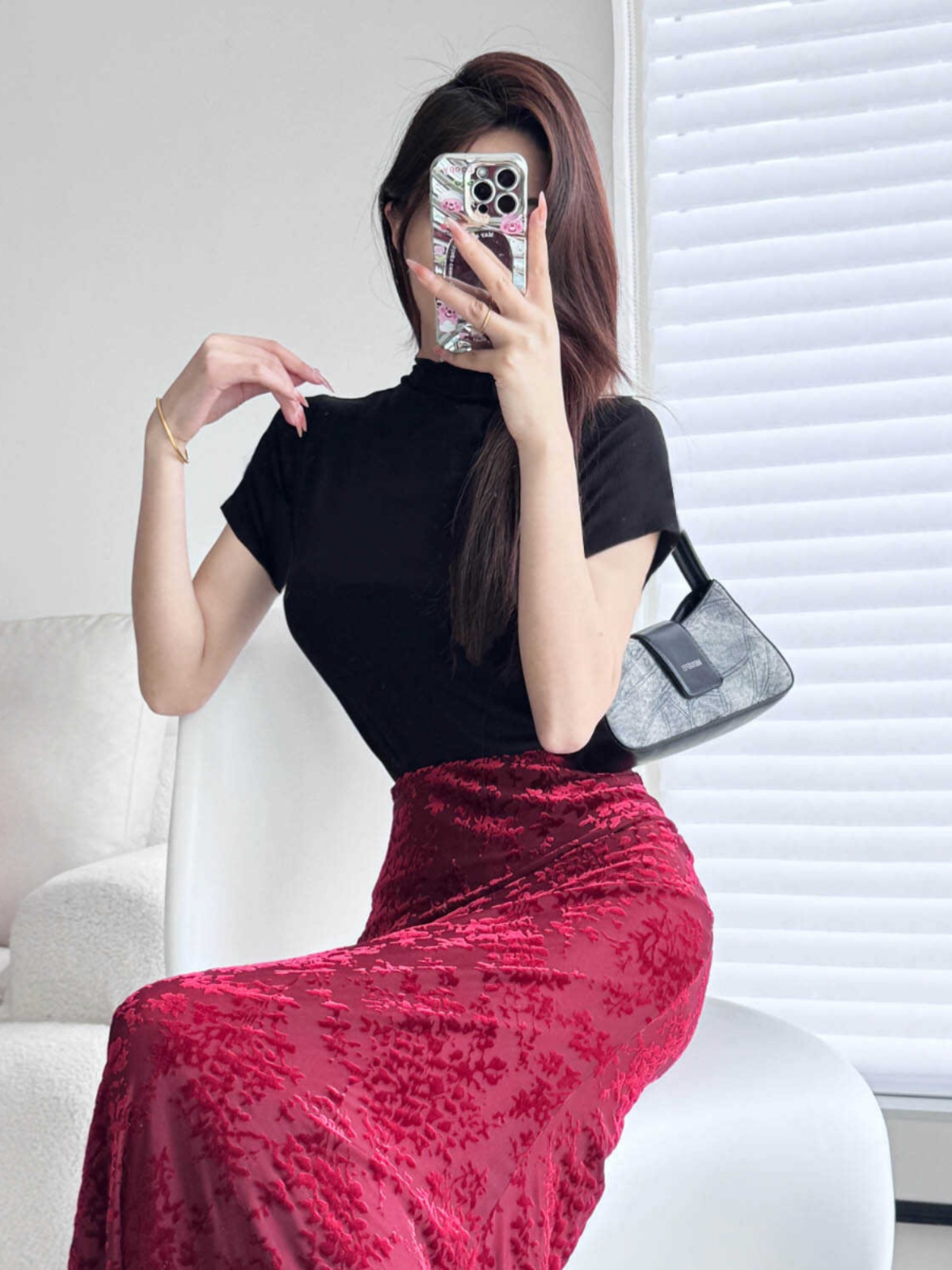 Women's Half-High Collar Ribbed Short Sleeve Top - Versatile Knitted Cotton Black Pullover for Spring/Summer 2025 Women's Half-High Collar Ribbed Short Sleeve Top - Versatile Knitted Cotton Black Pullover for Spring/Summer 2025