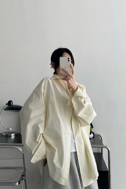 Women's High-End Casual Loose Long-Sleeve Shirt - Sun Grapefruit Cool Breeze Mid-Length Top for Spring/Summer