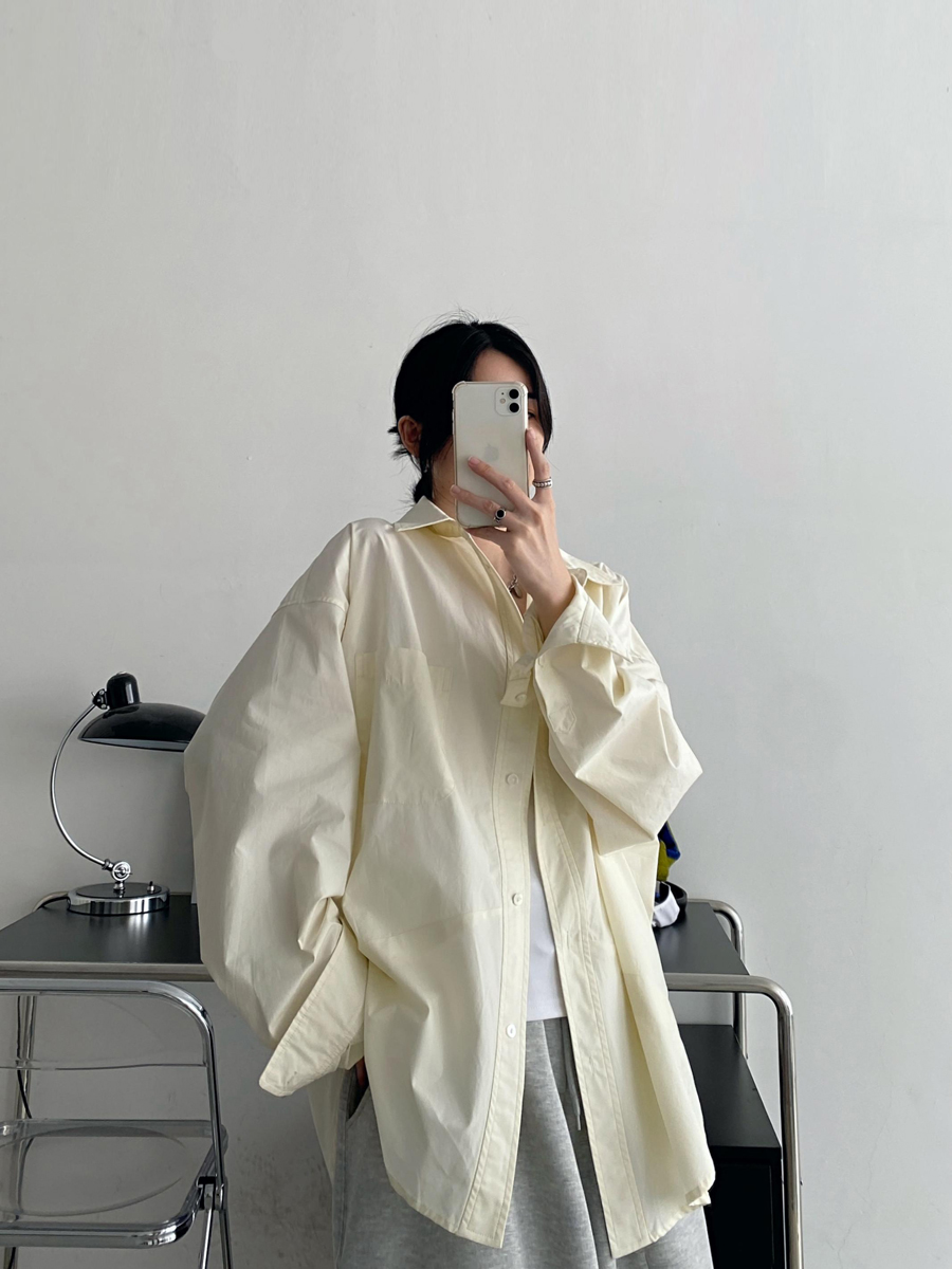 Women's High-End Casual Loose Long-Sleeve Shirt - Sun Grapefruit Cool Breeze Mid-Length Top for Spring/Summer Women's High-End Casual Loose Long-Sleeve Shirt - Sun Grapefruit Cool Breeze Mid-Length Top for Spring/Summer