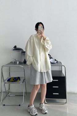 Women's High-End Casual Loose Long-Sleeve Shirt - Sun Grapefruit Cool Breeze Mid-Length Top for Spring/Summer