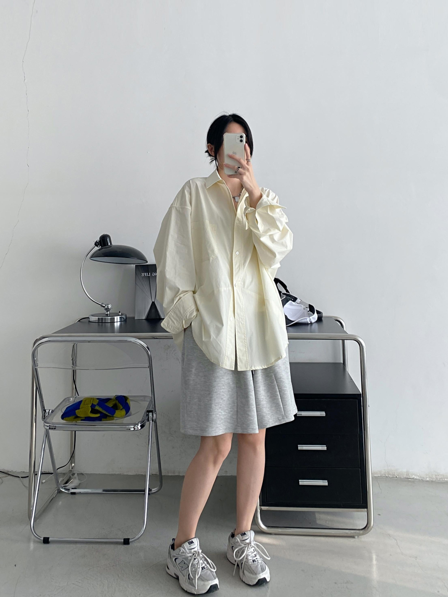 Women's High-End Casual Loose Long-Sleeve Shirt - Sun Grapefruit Cool Breeze Mid-Length Top for Spring/Summer Women's High-End Casual Loose Long-Sleeve Shirt - Sun Grapefruit Cool Breeze Mid-Length Top for Spring/Summer