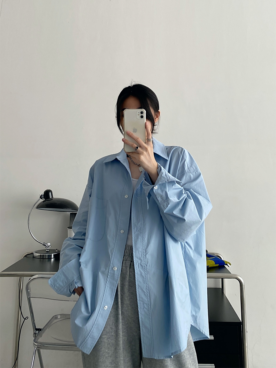 Women's High-End Casual Loose Long-Sleeve Shirt - Sun Grapefruit Cool Breeze Mid-Length Top for Spring/Summer Women's High-End Casual Loose Long-Sleeve Shirt - Sun Grapefruit Cool Breeze Mid-Length Top for Spring/Summer