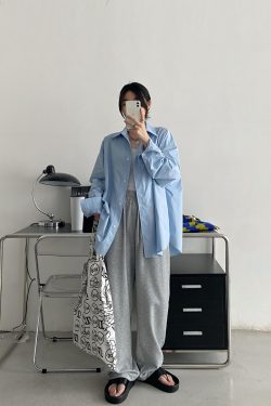 Women's High-End Casual Loose Long-Sleeve Shirt - Sun Grapefruit Cool Breeze Mid-Length Top for Spring/Summer