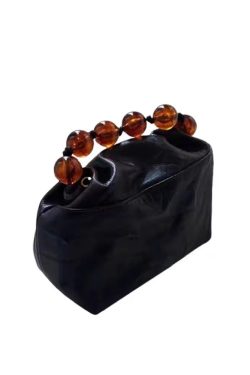 Women's High-End Textured Beaded Black Tote Crossbody Bag - 2024 Spring Summer Chinese Style Commuter Accessory