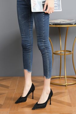 Women's High-Heeled Shoes, Summer 2025 Breathable Mesh Rhinestone Pointed Toe Thin Heel Fashion Footwear