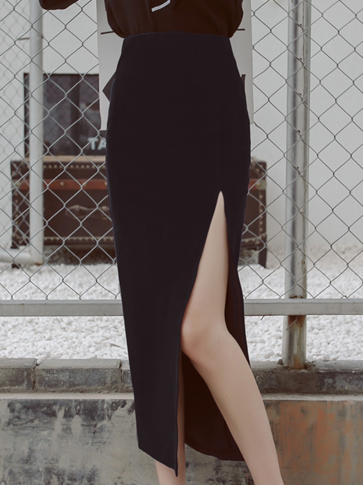 Women's High Waist Bodycon Midi Skirt with Front Slit - Versatile Korean Style Pencil Skirt for Spring Summer Fashion Women's High Waist Bodycon Midi Skirt with Front Slit - Versatile Korean Style Pencil Skirt for Spring Summer Fashion