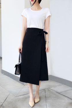 Women's High Waist Midi Strap Dress - Irregular Split A-Line Skirt for Spring Summer 2025