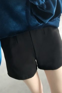 Women's High-Waisted A-Line Shorts, Versatile Wide-Leg Korean Style Casual Pants with Pockets, Slimming Fit