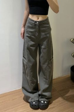 Women's High-Waisted Plus-Size Gray Wide-Leg Straight-Leg Work Pants - Cool American Style, Slimming Loose Fit