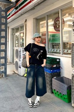 Women's High-Waisted Slim Straight Wide-Leg Seven-Point Jeans - Versatile Spring Fashion for Casual Style