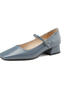Women's Italian-Style Soft-Soled One-Strap Mid-Heel Square-Toe Flats - Comfortable 3.5 cm Shoes for Everyday Wear