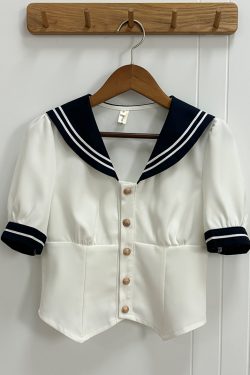 Women's Japanese Style Sailor Suit JK Uniform Shirt Set - Waist-Defined Long & Short Sleeve, Spring Summer 2024, College Style