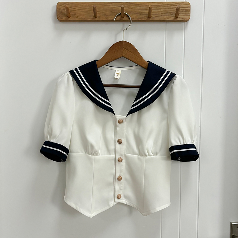 Women's Japanese Style Sailor Suit JK Uniform Shirt Set - Waist-Defined Long & Short Sleeve, Spring Summer 2024, College Style Women's Japanese Style Sailor Suit JK Uniform Shirt Set - Waist-Defined Long & Short Sleeve, Spring Summer 2024, College Style