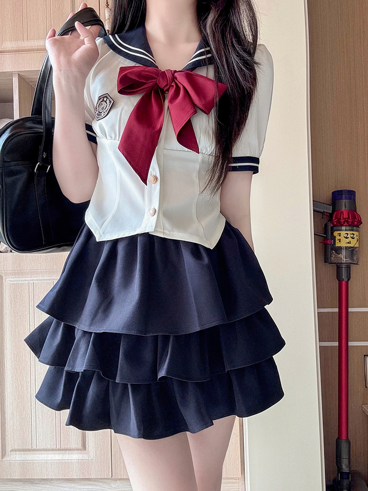 Women's Japanese Style Sailor Suit JK Uniform Shirt Set - Waist-Defined Long & Short Sleeve, Spring Summer 2024, College Style Women's Japanese Style Sailor Suit JK Uniform Shirt Set - Waist-Defined Long & Short Sleeve, Spring Summer 2024, College Style