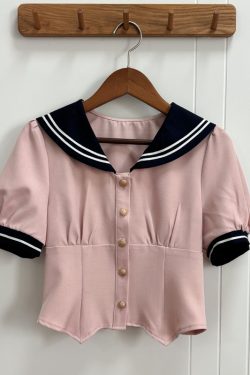 Women's Japanese Style Sailor Suit JK Uniform Shirt Set - Waist-Defined Long & Short Sleeve, Spring Summer 2024, College Style