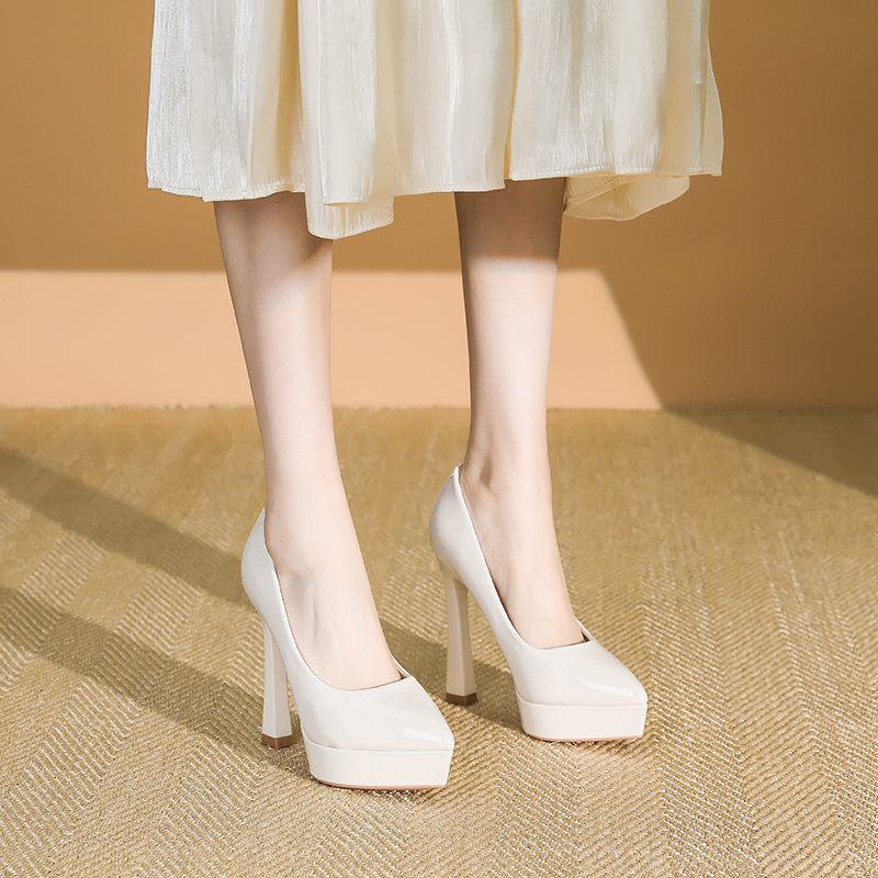 Women's Korean Style High Heels 12CM Thin Heels, Versatile Spring Pointed Toe Platform Pumps for Parties Women's Korean Style High Heels 12CM Thin Heels, Versatile Spring Pointed Toe Platform Pumps for Parties