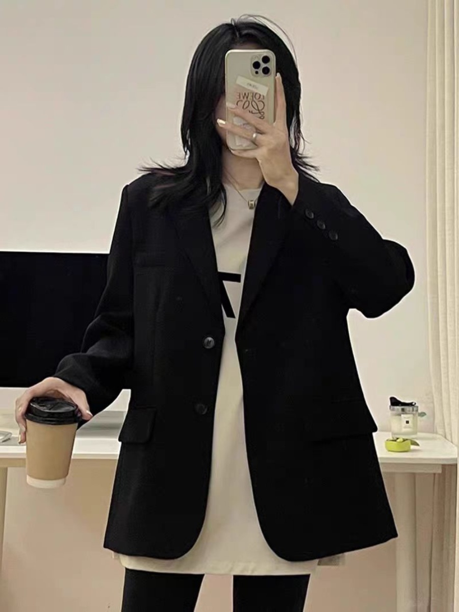 Women's Korean Style Petite Small Suit Jacket - High-End Street Style for Spring & Autumn 2025 - Trendy & Fashionable Women's Korean Style Petite Small Suit Jacket - High-End Street Style for Spring & Autumn 2025 - Trendy & Fashionable