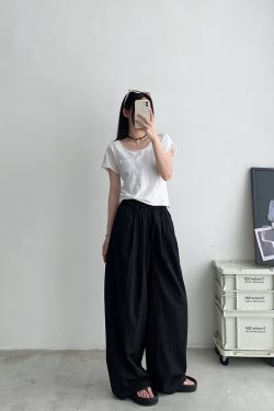 Women's Korean Style Summer Wide-Leg Pants - Loose High-Waisted Casual Floor-Length Trousers for Effortless Chic