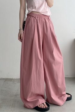 Women's Korean Style Summer Wide-Leg Pants - Loose High-Waisted Casual Floor-Length Trousers for Effortless Chic