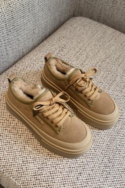Women's Lace-Up Leopard Print Sneakers, Suede & Genuine Leather, Thick-Soled Casual Shoes, Trendy Spring 2025 Fashion Footwear