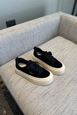 Women's Lace-Up Leopard Print Sneakers, Suede & Genuine Leather, Thick-Soled Casual Shoes, Trendy Spring 2025 Fashion Footwear