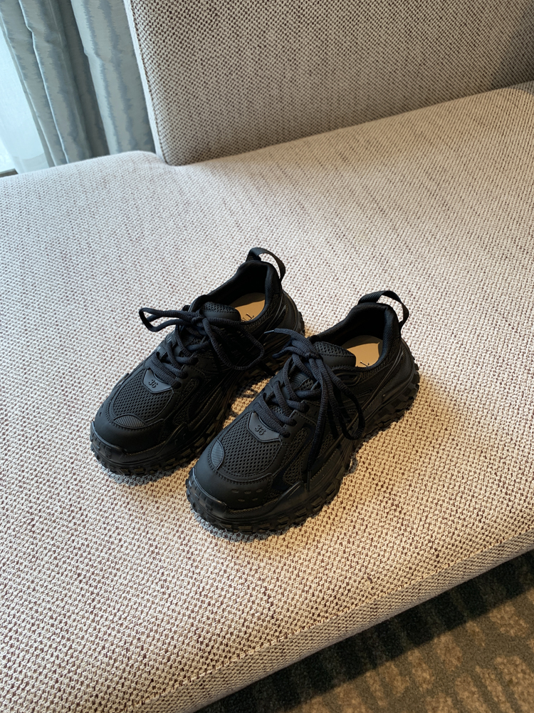 Women's Lace-Up Mesh Sports Leisure Shoes - Breathable Genuine Leather Thick-Soled Dad Sneakers for Spring 2025 Women's Lace-Up Mesh Sports Leisure Shoes - Breathable Genuine Leather Thick-Soled Dad Sneakers for Spring 2025