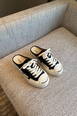 Women's Lace-Up Sequined Baotou Slippers, 2025 New Style, Thick-Soled Casual Little White Half-Drag, Versatile Footwear