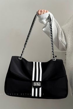 Women's Large Capacity Nylon Canvas Chain Tote Bag - 2024 New Commuting Crossbody Wanderer Style